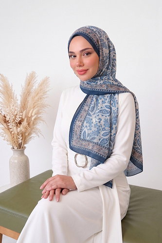 moda selvim Scarf 141ARTK1207 Navy Blue - Thumbnail