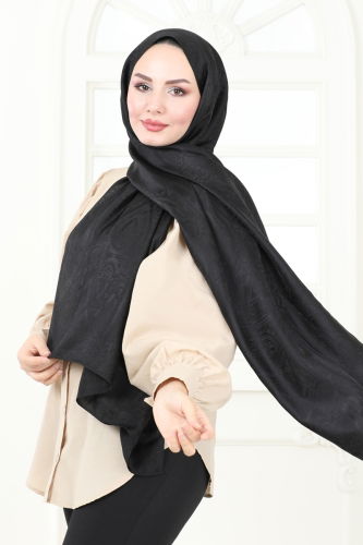 moda selvim Scarf 141IPK758 Black - Thumbnail