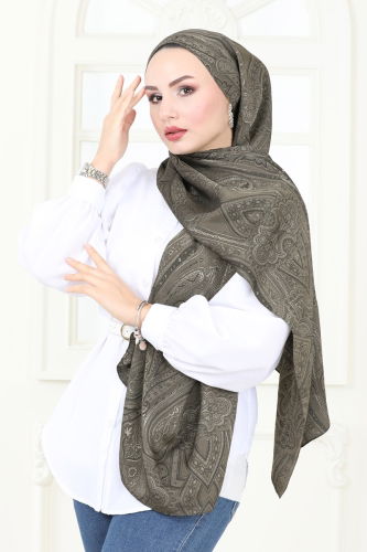 moda selvim Scarf 141IPK758 Khaki - Thumbnail