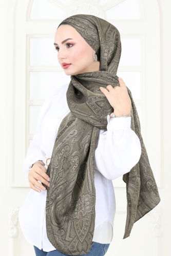 moda selvim Scarf 141IPK758 Khaki - Thumbnail