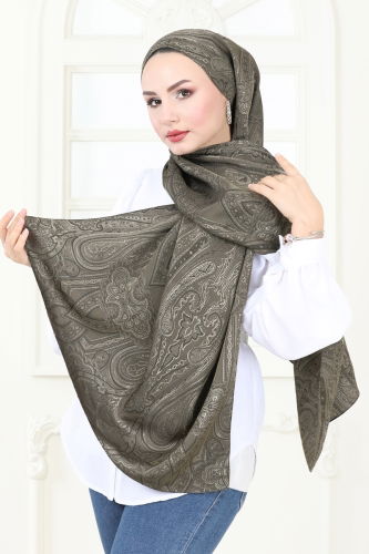 moda selvim Scarf 141IPK758 Khaki - Thumbnail