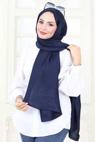 moda selvim Scarf 141IPK758 Navy Blue - Thumbnail