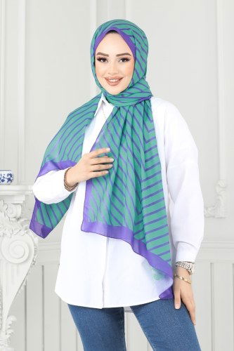 Scarf 143IPK758 Benetton Green&Purple 