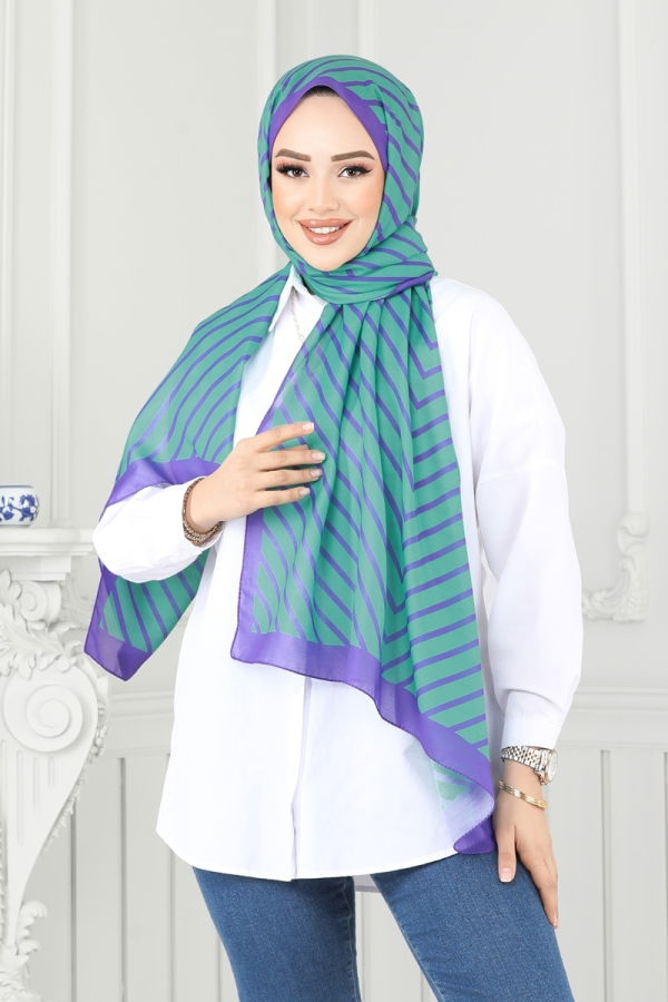 Scarf 143IPK758 Benetton Green&Purple - 1