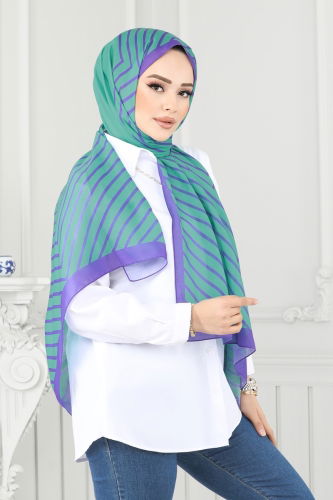 Scarf 143IPK758 Benetton Green&Purple - 2