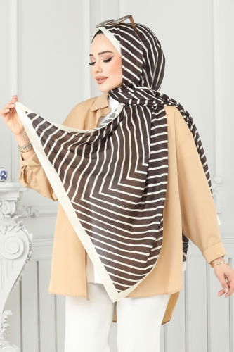 moda selvim Scarf 143IPK758 Brown& Beige - Thumbnail