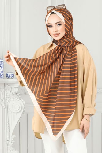 moda selvim Scarf 143IPK758 Oranj&Brown - Thumbnail