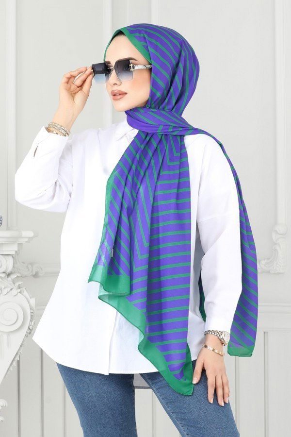 Scarf 143IPK758 Purple&Benetton Green - 2