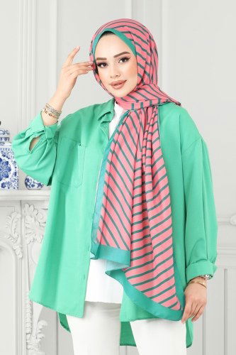 Scarf 143IPK758 Salmon & Emerald 