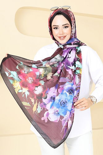 moda selvim شال خمري&توتي 144IPK758 - Thumbnail