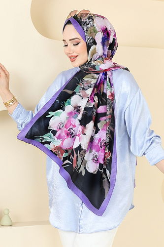 moda selvim شال ليلكي غامق 144IPK758 - Thumbnail