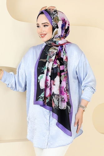 moda selvim شال ليلكي غامق 144IPK758 - Thumbnail