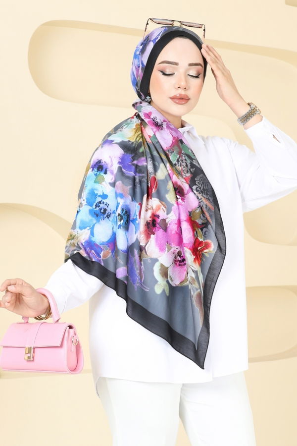 Modaselvim خصم صافٍ20%+20% في سلة التسوق شال رمدي وازرق 144IPK758