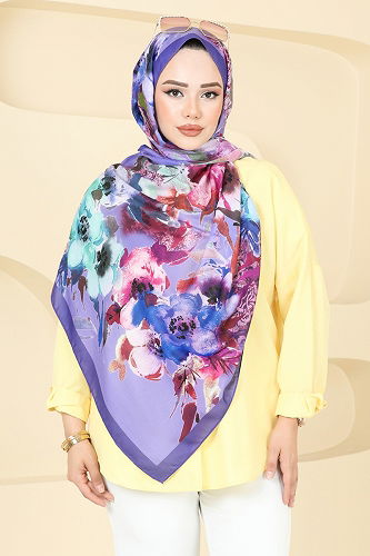 moda selvim Scarf 144IPK758 Lilac - Thumbnail