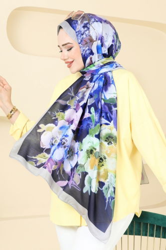 moda selvim شال كحلي ورمادي 144IPK758 - Thumbnail