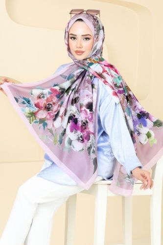 moda selvim شال بيج وردي 144IPK758 - Thumbnail