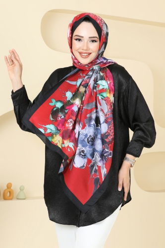 moda selvim Scarf 144IPK758 Red - Thumbnail