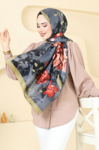 I.P.K. - Scarf 145IPK758 Anthracite & Khaki
