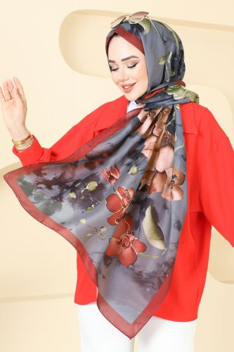 I.P.K. - Scarf 145IPK758 Burgundy & Anthracite