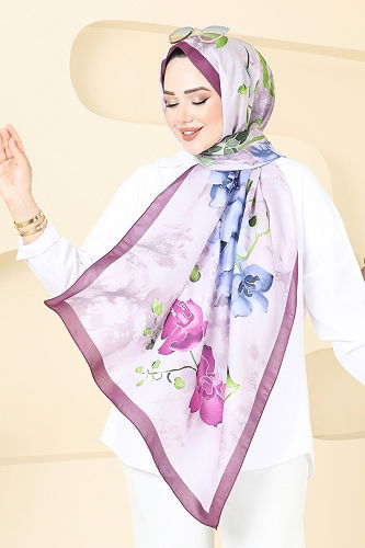 moda selvim Scarf 145IPK758 Dark Lilac&Indigo - Thumbnail