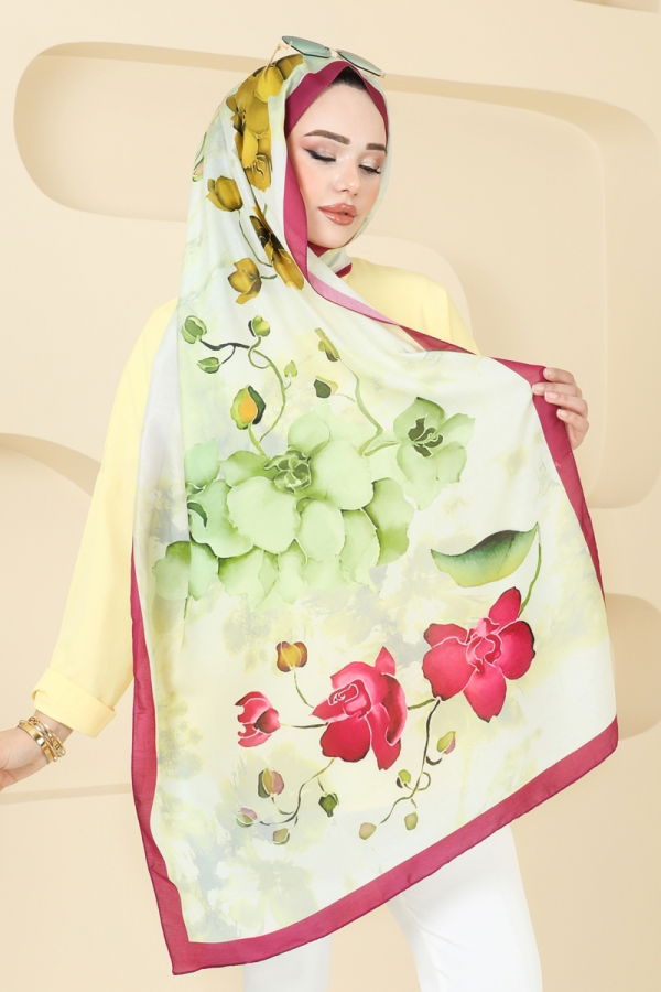 Modaselvim NET 20%+20% DISCOUNT IN THE CARD Scarf 145IPK758 Fuchsia&Green