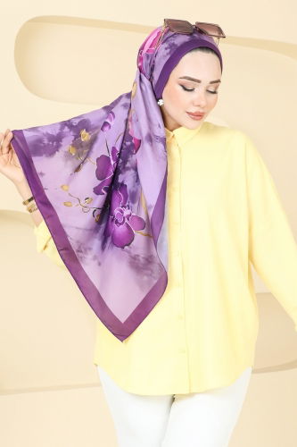 moda selvim Scarf 145IPK758 Lilac - Thumbnail