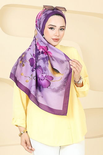 moda selvim Scarf 145IPK758 Lilac - Thumbnail