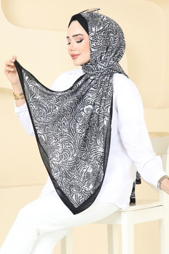 moda selvim Scarf 146IPK758 Black - Thumbnail