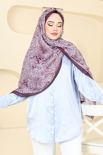 moda selvim Scarf 146IPK758 Damson - Thumbnail