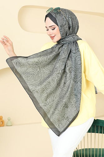 moda selvim شال أخضر عفني غامق 146IPK758 - Thumbnail