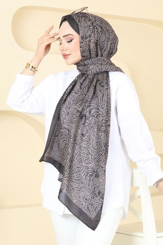 moda selvim شال بيج غامق واسود 146IPK758 - Thumbnail