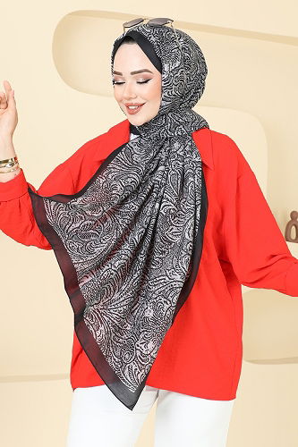 moda selvim Scarf 146IPK758 Vision&Black - Thumbnail