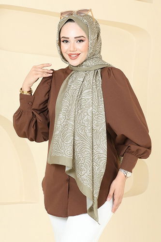 moda selvim شال بيج وسكري 146IPK758 - Thumbnail