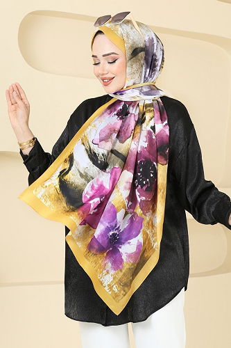 moda selvim Scarf 147IPK758 Mustard - Thumbnail