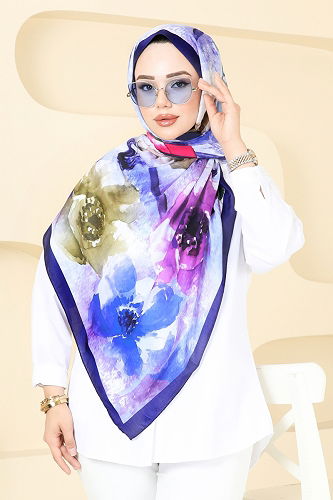 moda selvim Scarf 147IPK758 Navy Blue - Thumbnail