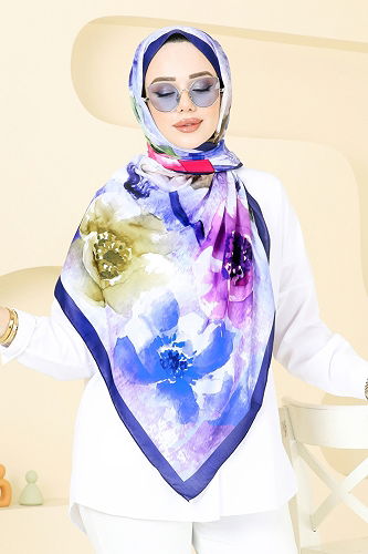 moda selvim Scarf 147IPK758 Navy Blue - Thumbnail