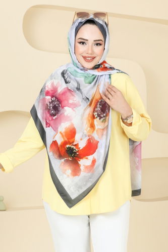 moda selvim Scarf 147IPK758 Petroleum & Anthracite - Thumbnail