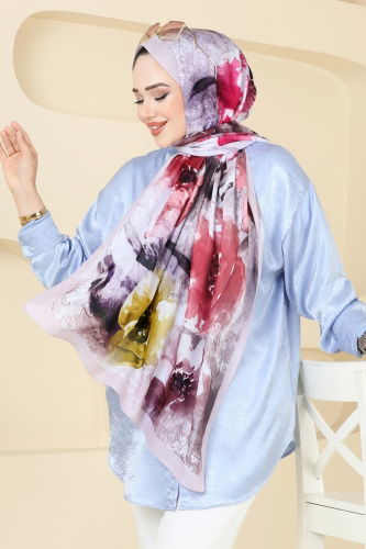 moda selvim شال بيج وردي 147IPK758 - Thumbnail