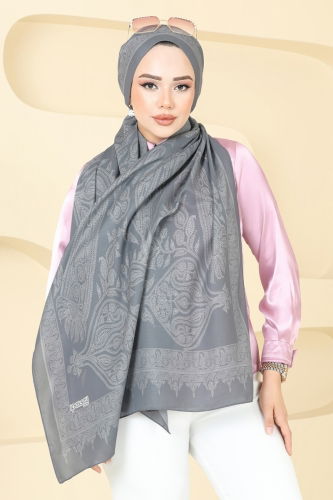 moda selvim شال رمادي غامق 148IPK758 - Thumbnail