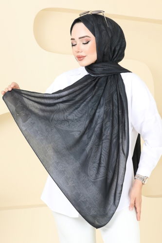 moda selvim شال أسود و رمادي 148IPK758 - Thumbnail