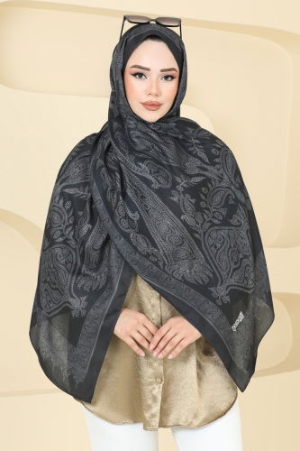 moda selvim شال أسود 148IPK758 - Thumbnail