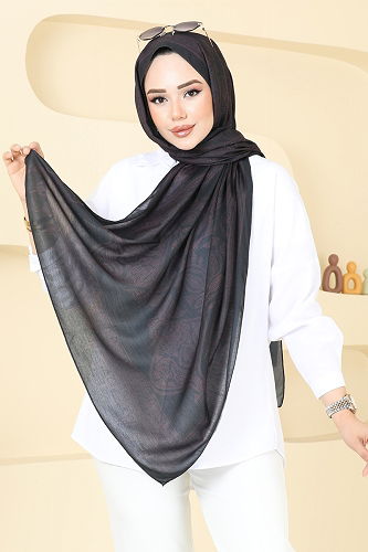 moda selvim Scarf 148IPK758 Burgundy & Black - Thumbnail