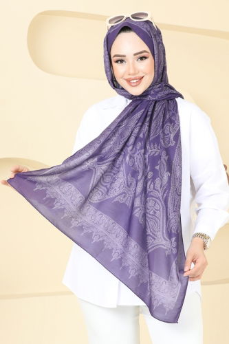 moda selvim شال ليلكي غامق 148IPK758 - Thumbnail