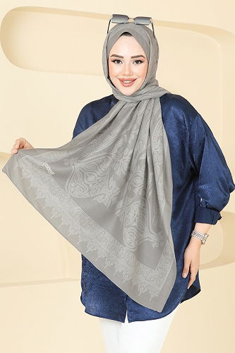 moda selvim Scarf 148IPK758 Gray - Thumbnail