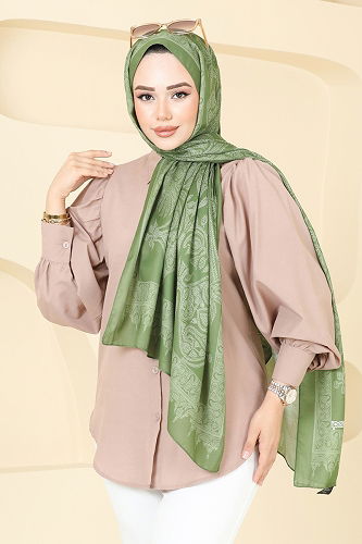 moda selvim شال أخضر 148IPK758 - Thumbnail