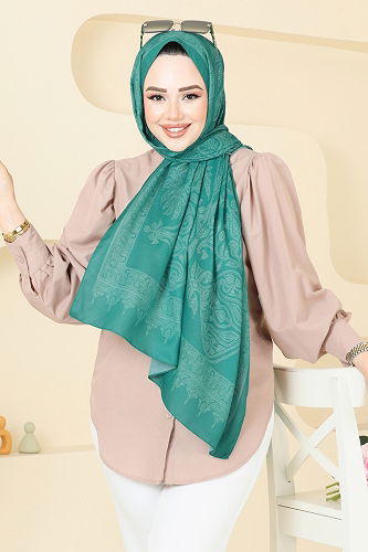 moda selvim Scarf 148IPK758 Light Petroleum - Thumbnail