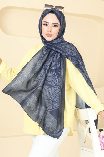 moda selvim Scarf 148IPK758 Navy Blue - Thumbnail