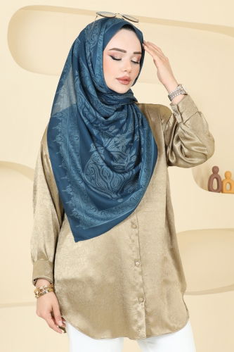 moda selvim Scarf 148IPK758 Petroleum - Thumbnail