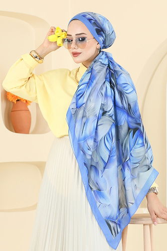 moda selvim Scarf 149IPK758 Blue - Thumbnail