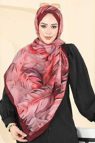 moda selvim Scarf 149IPK758 Burgundy - Thumbnail